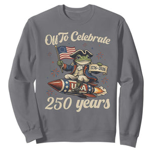 Funny Frog Off To Celebrate 250 Years Of Freedom Sweatshirt Patriotic Gift TS12 Charcoal Print Your Wear