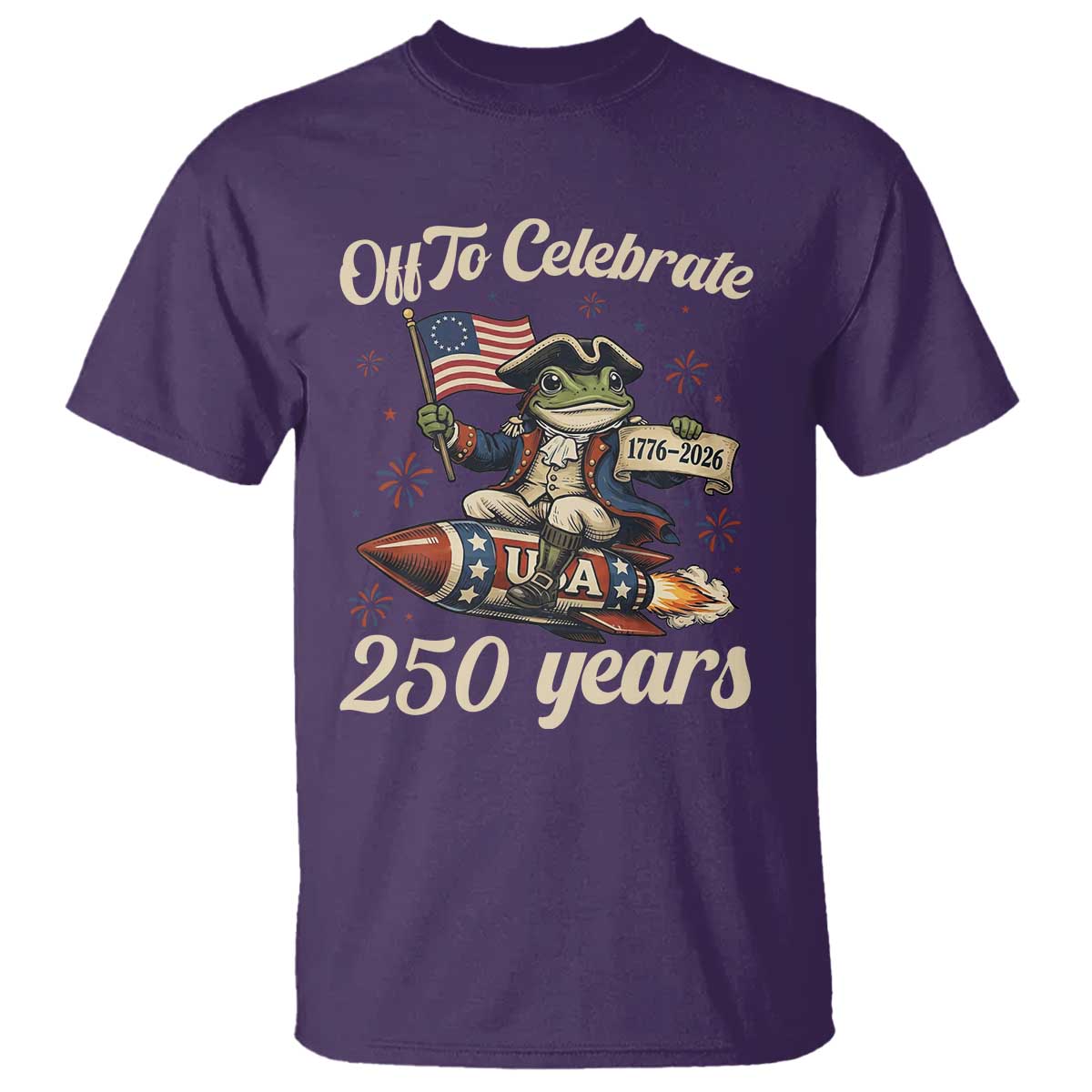 Funny Frog Off To Celebrate 250 Years Of Freedom T Shirt Patriotic Gift TS12 Purple Print Your Wear
