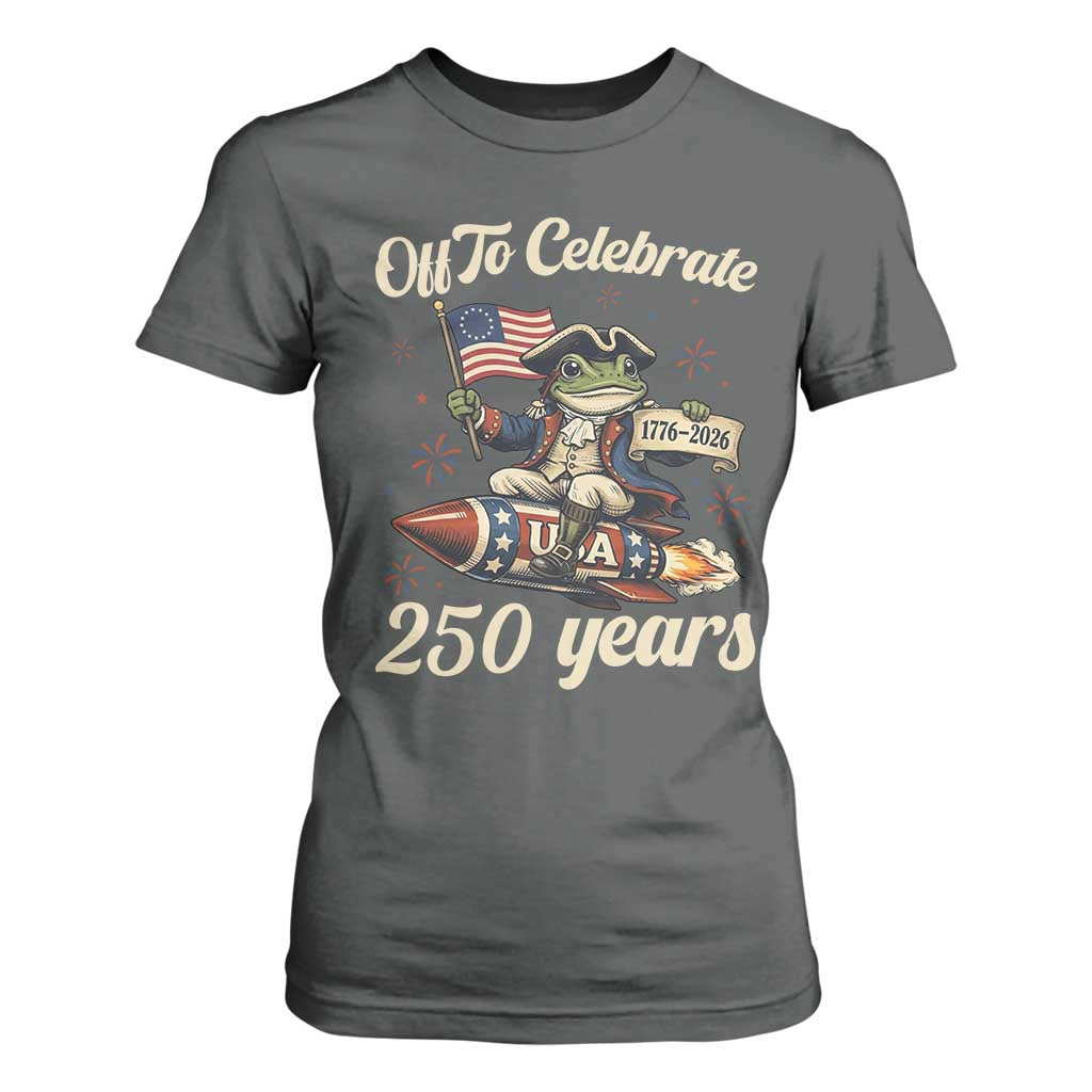 Funny Frog Off To Celebrate 250 Years Of Freedom T Shirt For Women Patriotic Gift TS12 Dark Heather Print Your Wear