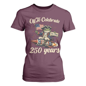 Funny Frog Off To Celebrate 250 Years Of Freedom T Shirt For Women Patriotic Gift TS12 Maroon Print Your Wear