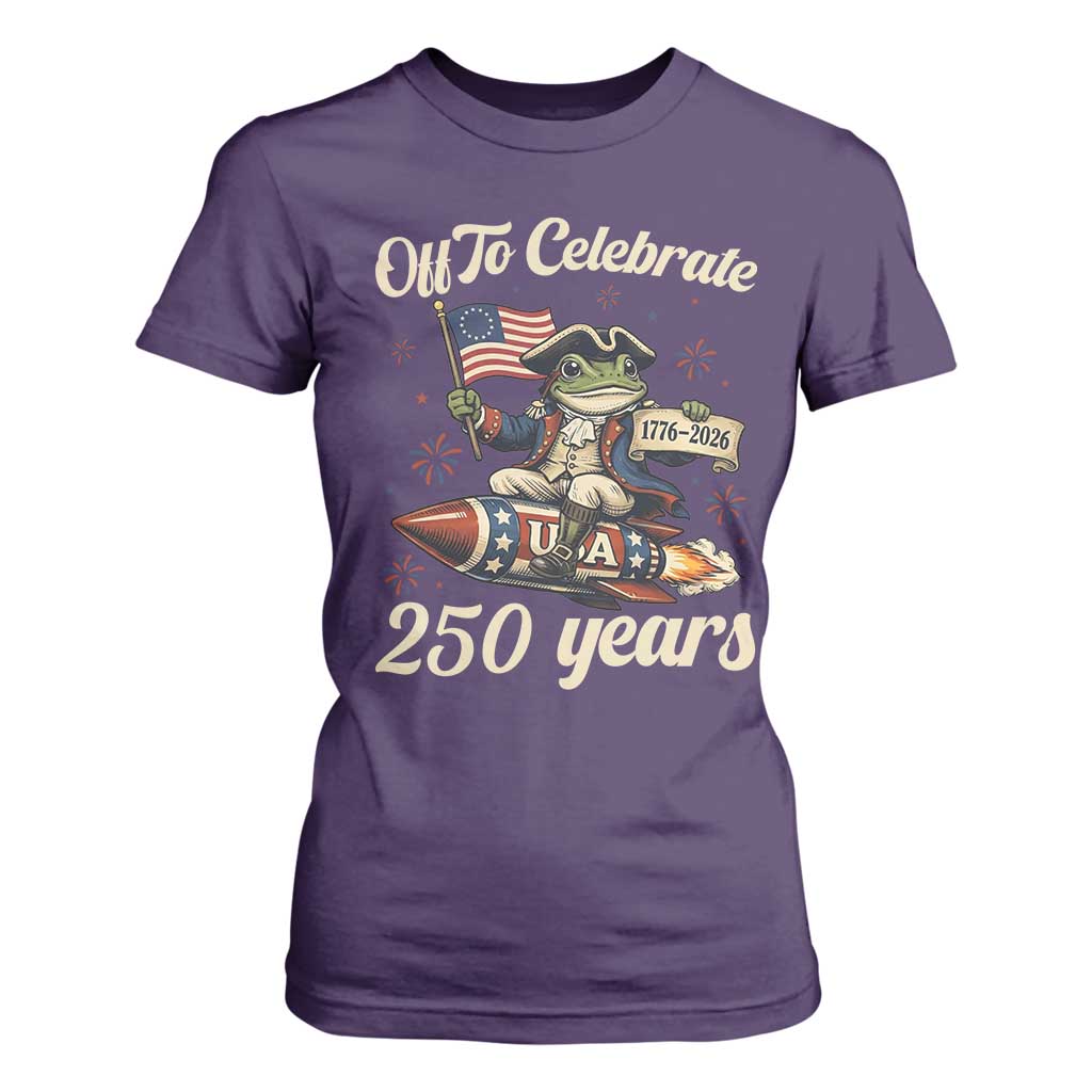 Funny Frog Off To Celebrate 250 Years Of Freedom T Shirt For Women Patriotic Gift TS12 Purple Print Your Wear