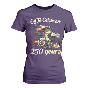 Funny Frog Off To Celebrate 250 Years Of Freedom T Shirt For Women Patriotic Gift TS12 Purple Print Your Wear