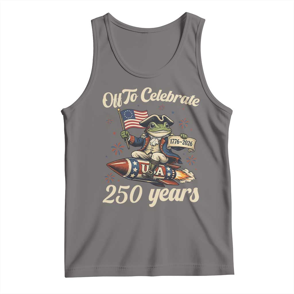 Funny Frog Off To Celebrate 250 Years Of Freedom Tank Top Patriotic Gift TS12 Deep Heather Print Your Wear