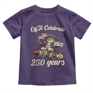 Funny Frog Off To Celebrate 250 Years Of Freedom Toddler T Shirt Patriotic Gift TS12 Purple Print Your Wear