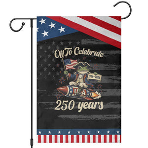 Funny Frog Off To Celebrate 250 Years Of Freedom Garden Flag Patriotic Gift TS12 Distressed Black Blue Print Your Wear