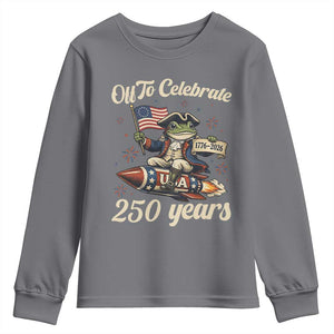 Funny Frog Off To Celebrate 250 Years Of Freedom Youth Sweatshirt Patriotic Gift TS12 Charcoal Print Your Wear