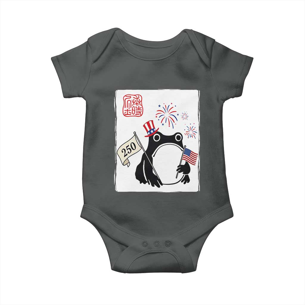 Funny Patriotic Grumpy Frog 250th Anniversary USA Baby Onesie TS12 Dark Heather Print Your Wear