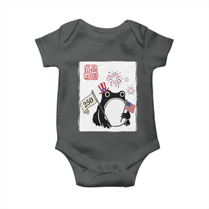 Funny Patriotic Grumpy Frog 250th Anniversary USA Baby Onesie TS12 Dark Heather Print Your Wear