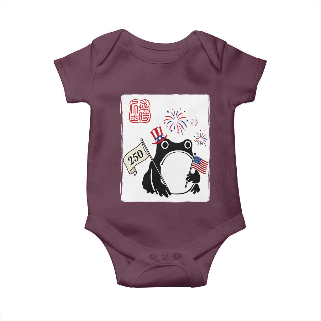 Funny Patriotic Grumpy Frog 250th Anniversary USA Baby Onesie TS12 Maroon Print Your Wear