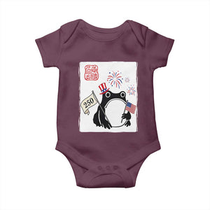 Funny Patriotic Grumpy Frog 250th Anniversary USA Baby Onesie TS12 Maroon Print Your Wear