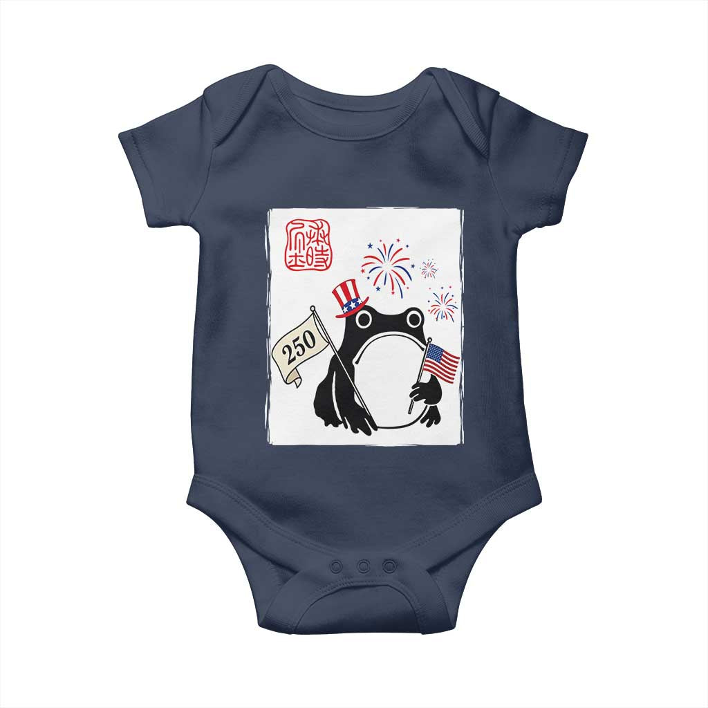Funny Patriotic Grumpy Frog 250th Anniversary USA Baby Onesie TS12 Navy Print Your Wear