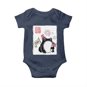 Funny Patriotic Grumpy Frog 250th Anniversary USA Baby Onesie TS12 Navy Print Your Wear