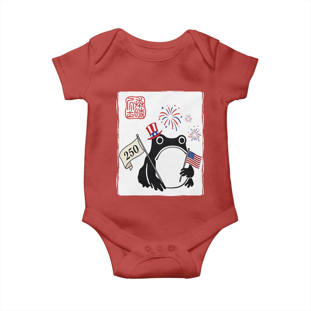 Funny Patriotic Grumpy Frog 250th Anniversary USA Baby Onesie TS12 Red Print Your Wear