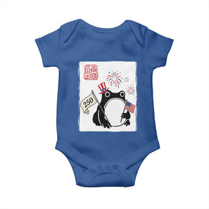 Funny Patriotic Grumpy Frog 250th Anniversary USA Baby Onesie TS12 Royal Blue Print Your Wear