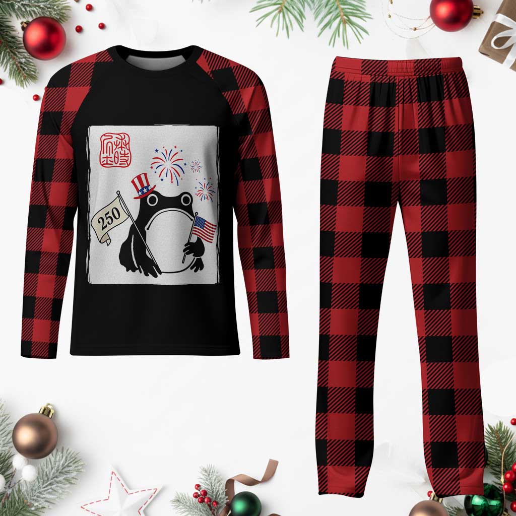 Funny Patriotic Grumpy Frog 250th Anniversary USA Plaid Pajama Set TS12 Buffalo Plaid Print Your Wear