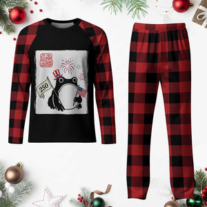 Funny Patriotic Grumpy Frog 250th Anniversary USA Plaid Pajama Set TS12 Buffalo Plaid Print Your Wear