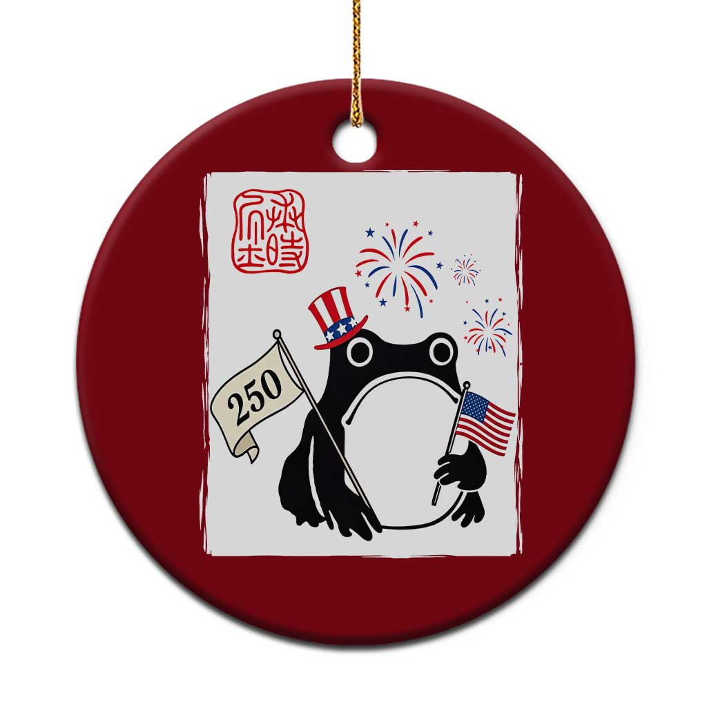 Funny Patriotic Grumpy Frog 250th Anniversary USA Ceramic Ornament TS12 1pc Red Print Your Wear