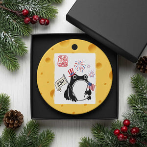Funny Patriotic Grumpy Frog 250th Anniversary USA Ceramic Ornament TS12 1pc Yellow Cheese Print Your Wear