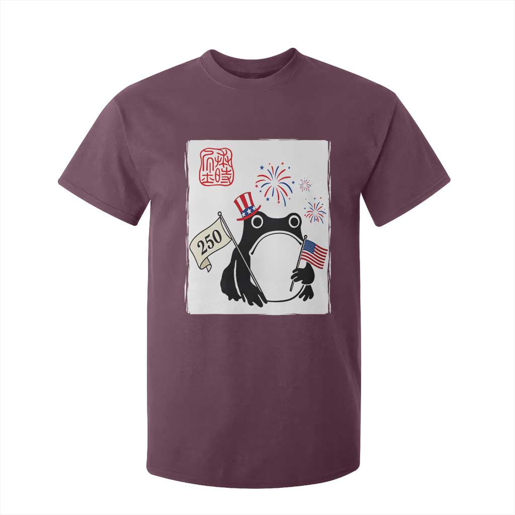 Funny Patriotic Grumpy Frog 250th Anniversary USA T Shirt For Kid TS12 Maroon Print Your Wear