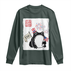 Funny Patriotic Grumpy Frog 250th Anniversary USA Long Sleeve Shirt TS12 Dark Forest Green Print Your Wear