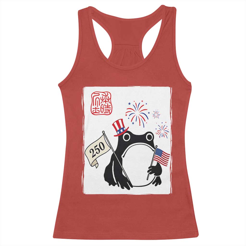 Funny Patriotic Grumpy Frog 250th Anniversary USA Racerback Tank Top TS12 Red Print Your Wear