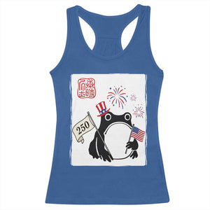 Funny Patriotic Grumpy Frog 250th Anniversary USA Racerback Tank Top TS12 Royal Blue Print Your Wear