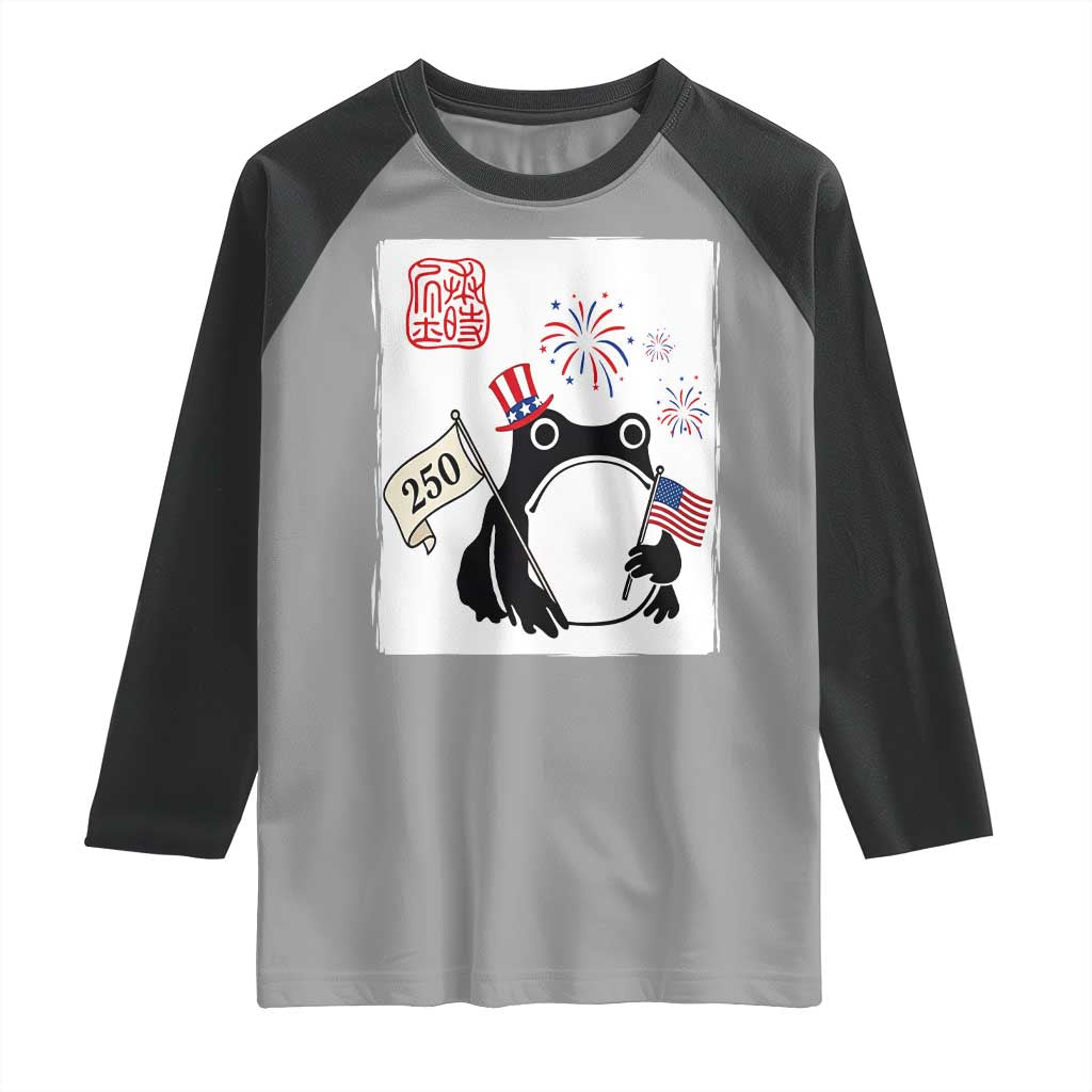 Funny Patriotic Grumpy Frog 250th Anniversary USA Raglan Shirt TS12 Sport Gray Black Print Your Wear