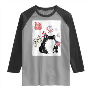 Funny Patriotic Grumpy Frog 250th Anniversary USA Raglan Shirt TS12 Sport Gray Black Print Your Wear