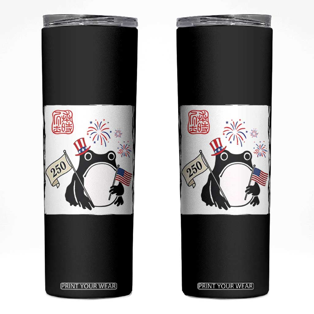 Funny Patriotic Grumpy Frog 250th Anniversary USA Skinny Tumbler TS12 Black Print Your Wear