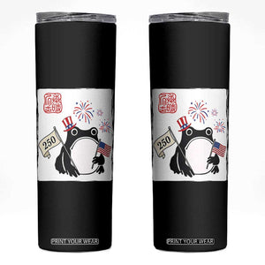 Funny Patriotic Grumpy Frog 250th Anniversary USA Skinny Tumbler TS12 Black Print Your Wear