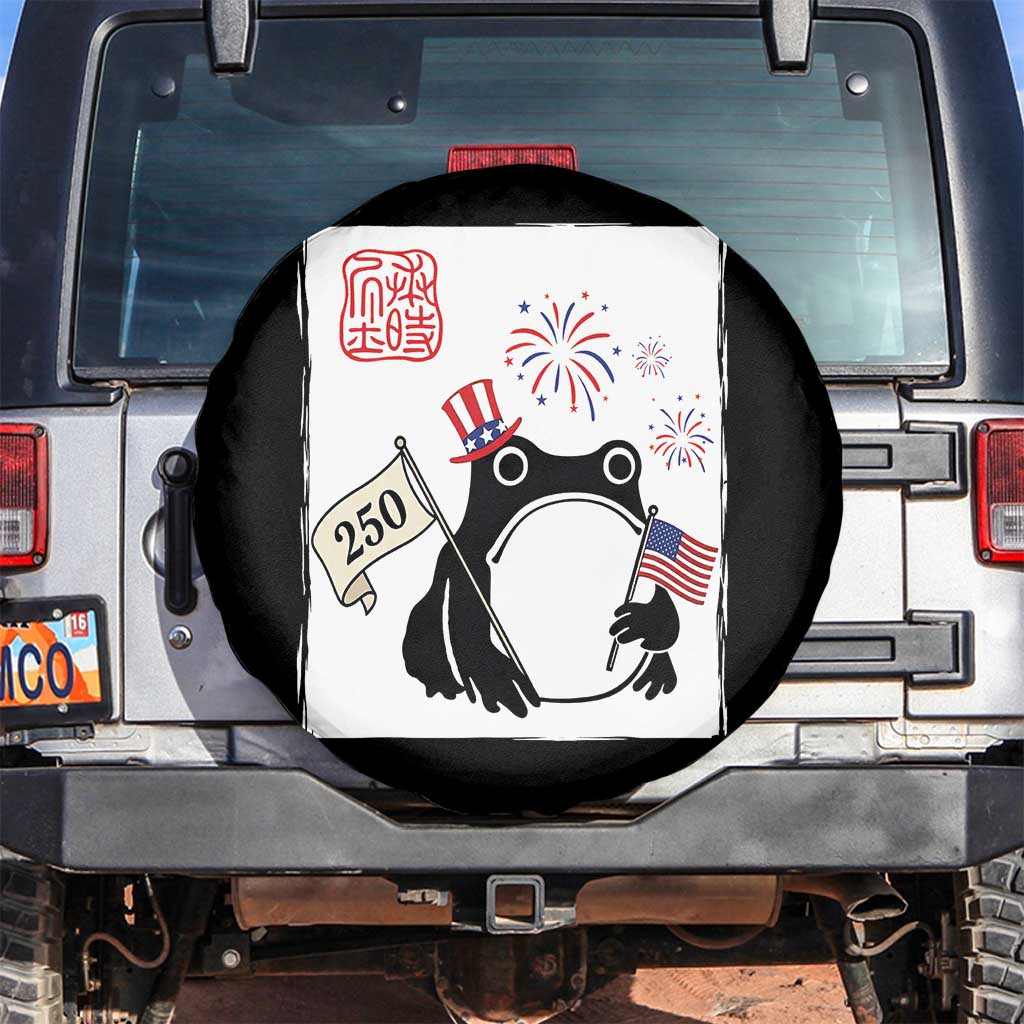 Funny Patriotic Grumpy Frog 250th Anniversary USA Spare Tire Cover TS12 No hole Black Print Your Wear