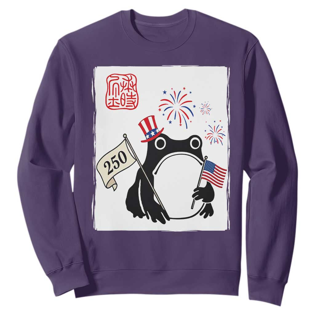 Funny Patriotic Grumpy Frog 250th Anniversary USA Sweatshirt TS12 Purple Print Your Wear