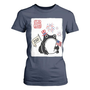 Funny Patriotic Grumpy Frog 250th Anniversary USA T Shirt For Women TS12 Navy Print Your Wear