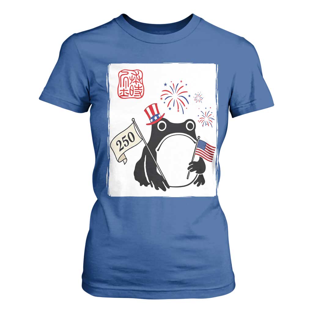 Funny Patriotic Grumpy Frog 250th Anniversary USA T Shirt For Women TS12 Royal Blue Print Your Wear
