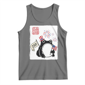 Funny Patriotic Grumpy Frog 250th Anniversary USA Tank Top TS12 Black Heather Print Your Wear
