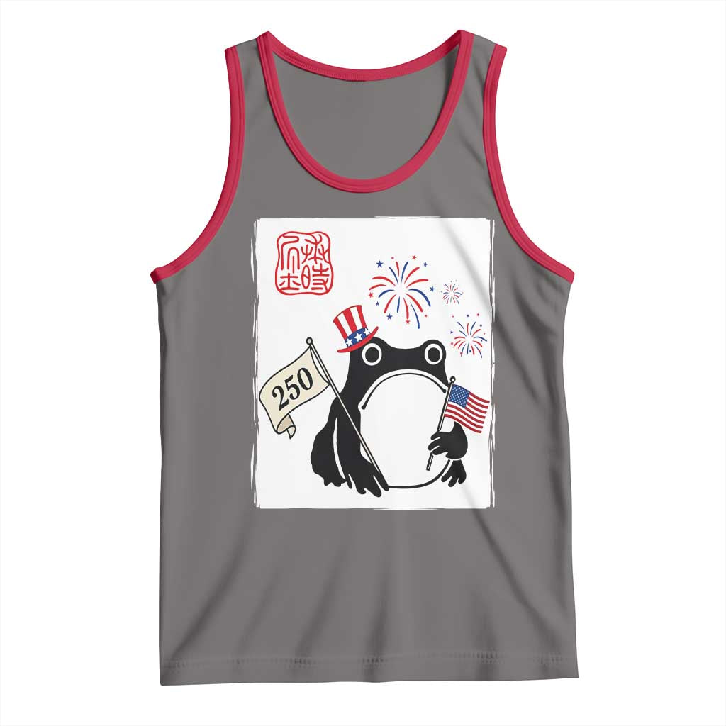 Funny Patriotic Grumpy Frog 250th Anniversary USA Tank Top TS12 Deep Heather Red Print Your Wear