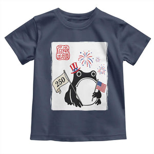 Funny Patriotic Grumpy Frog 250th Anniversary USA Toddler T Shirt TS12 Navy Print Your Wear