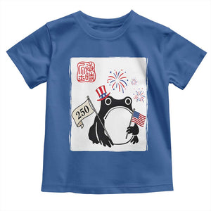 Funny Patriotic Grumpy Frog 250th Anniversary USA Toddler T Shirt TS12 Royal Blue Print Your Wear