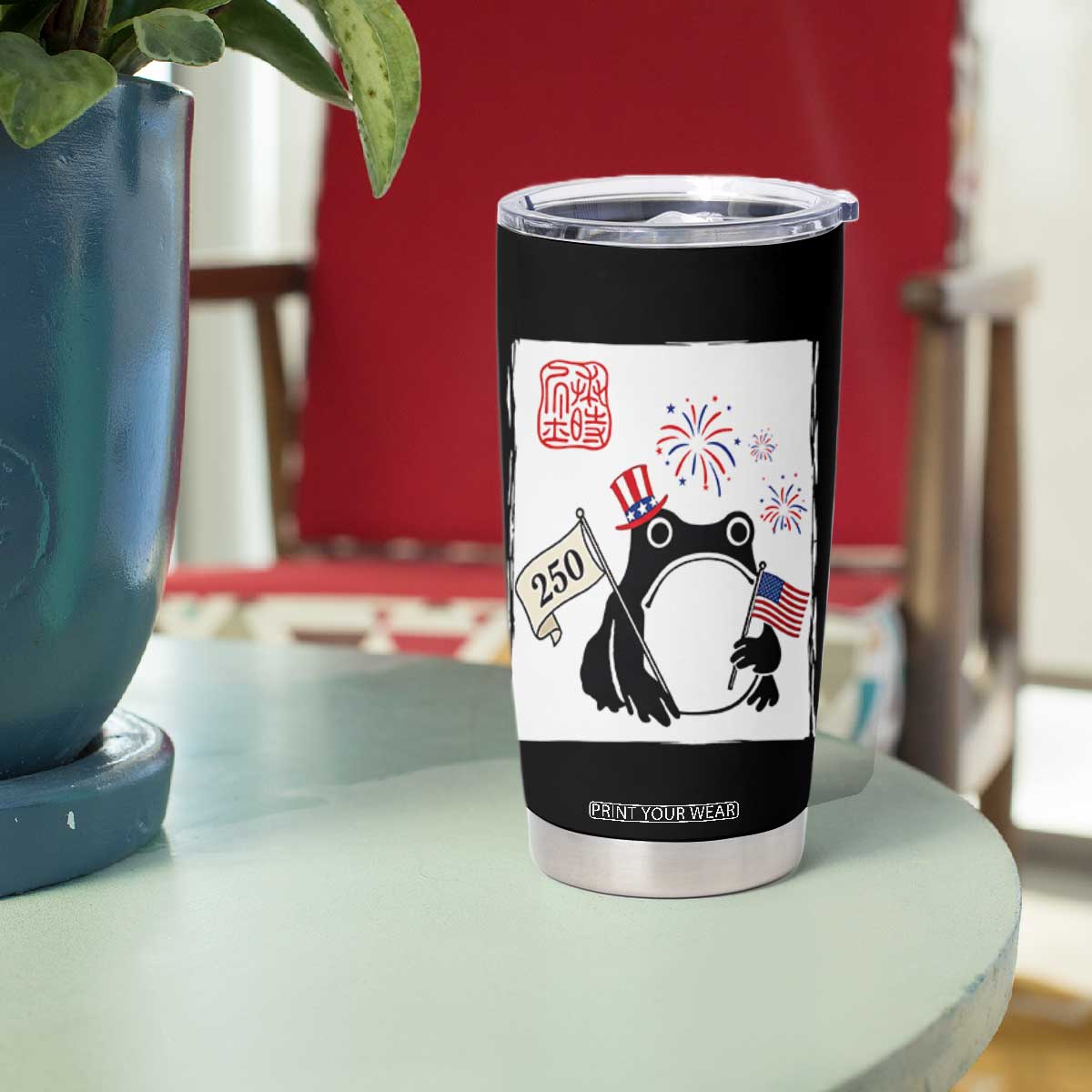 Funny Patriotic Grumpy Frog 250th Anniversary USA Tumbler Cup TS12 Print Your Wear