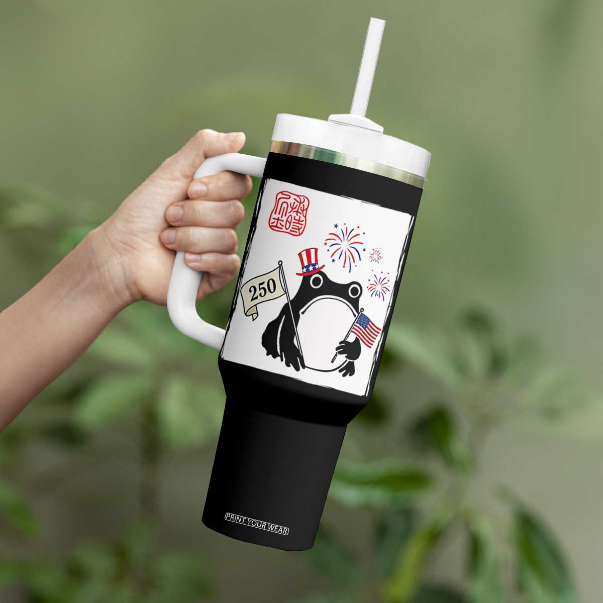 Funny Patriotic Grumpy Frog 250th Anniversary USA Tumbler With Handle TS12 Print Your Wear