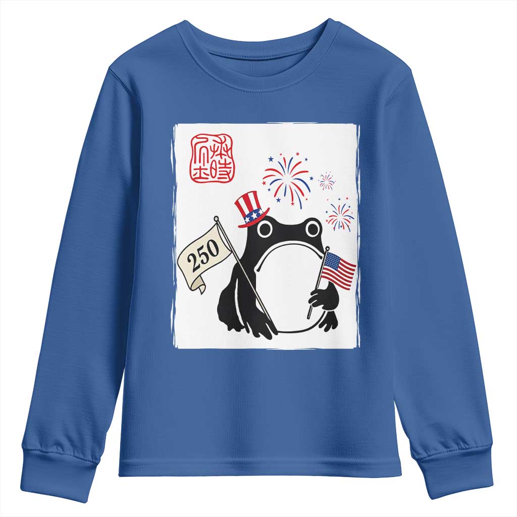 Funny Patriotic Grumpy Frog 250th Anniversary USA Youth Sweatshirt TS12 Royal Blue Print Your Wear
