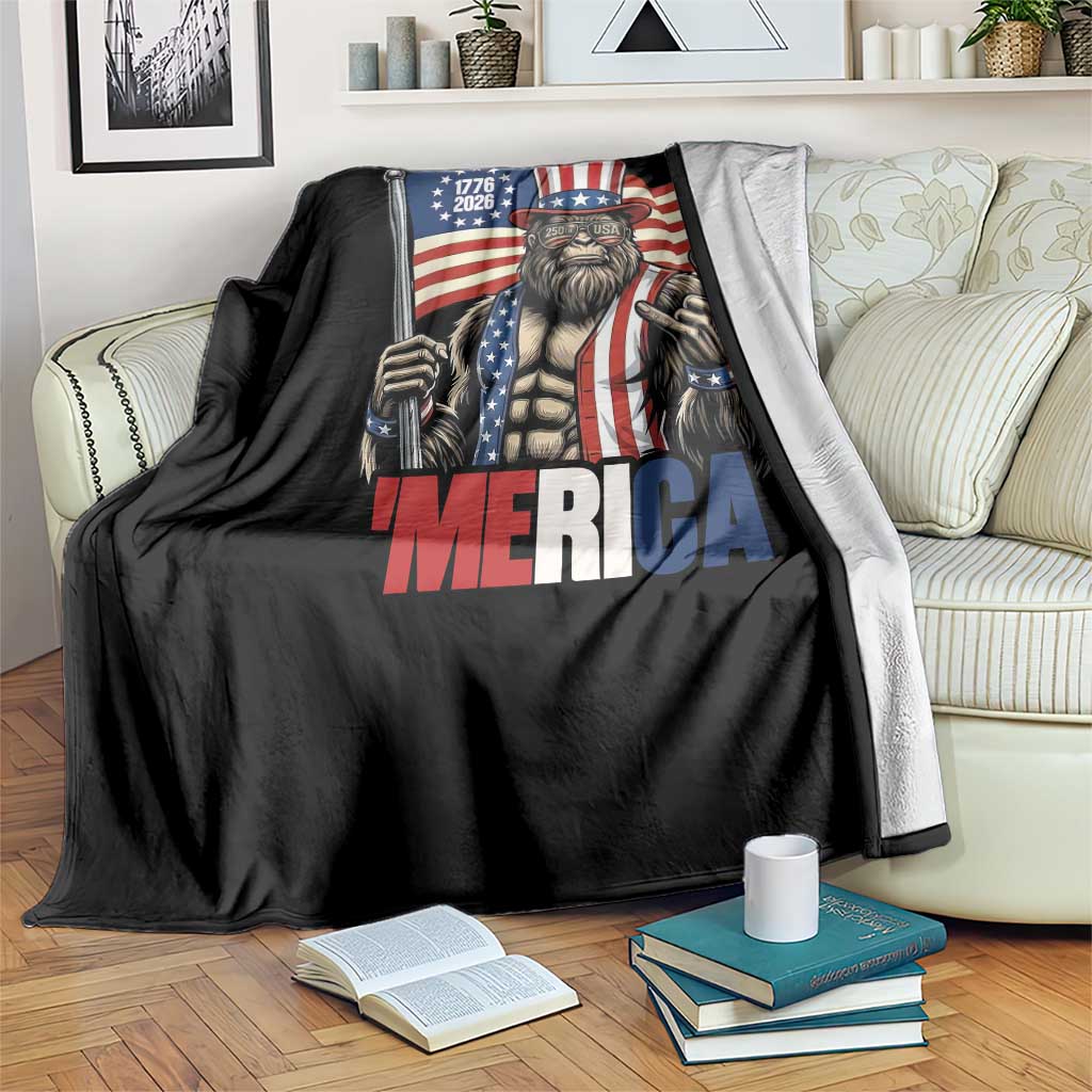 Funny Patriotic Bigfoot Merica Rock Throw Blanket USA 250th Anniversary TS12 Print Your Wear