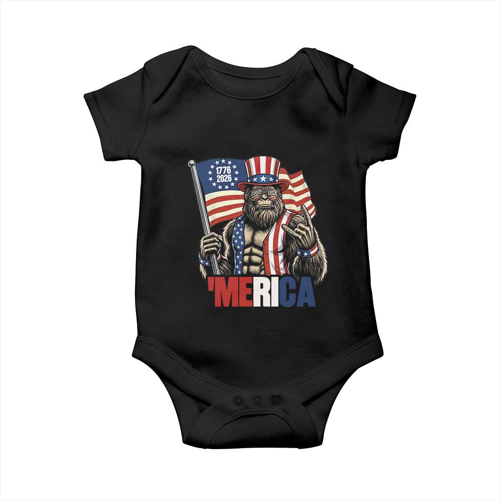 Funny Patriotic Bigfoot Merica Rock Baby Onesie USA 250th Anniversary TS12 Black Print Your Wear