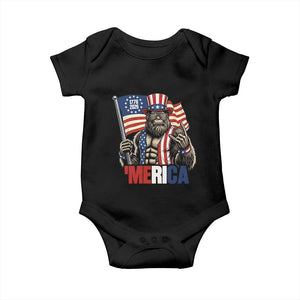 Funny Patriotic Bigfoot Merica Rock Baby Onesie USA 250th Anniversary TS12 Black Print Your Wear
