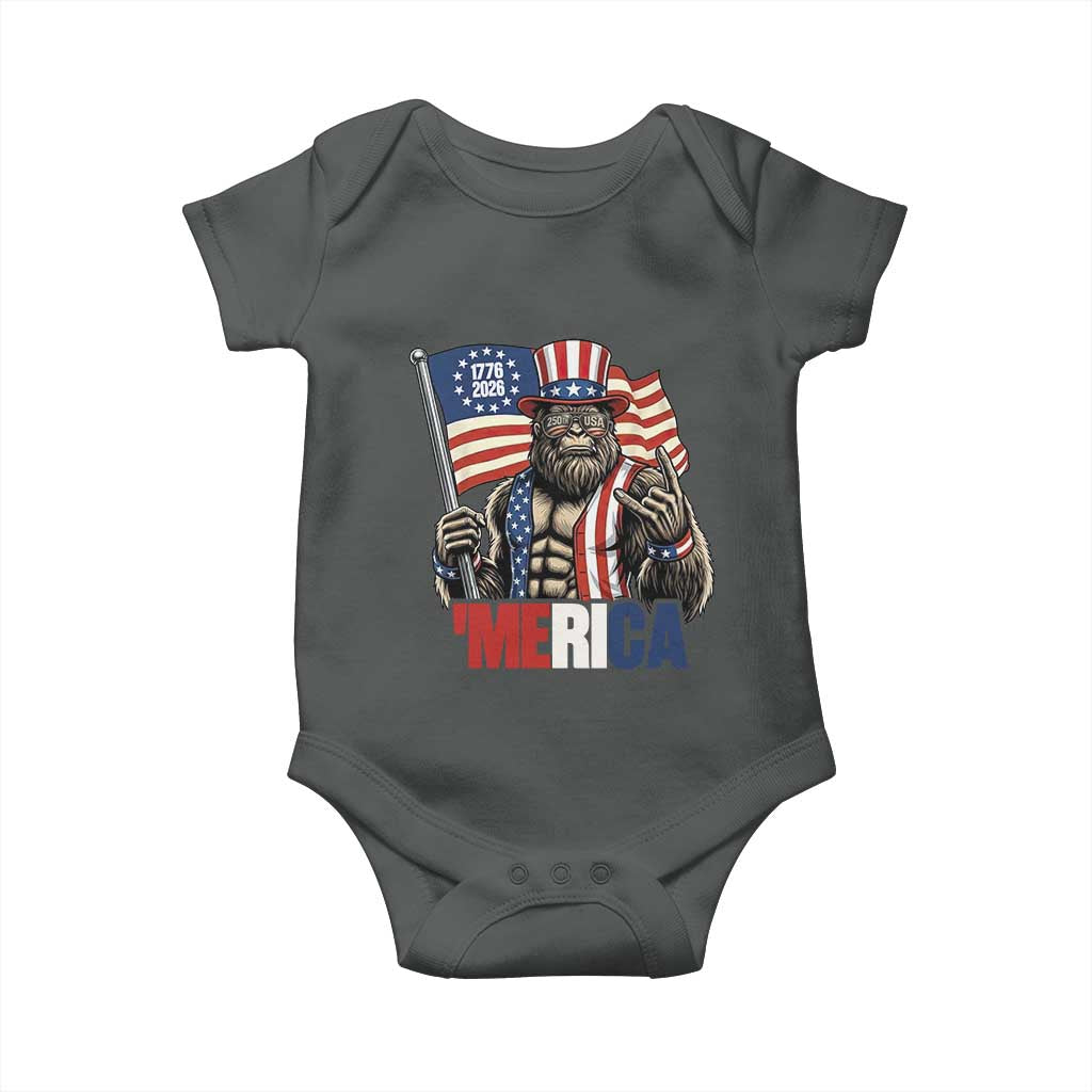 Funny Patriotic Bigfoot Merica Rock Baby Onesie USA 250th Anniversary TS12 Dark Heather Print Your Wear