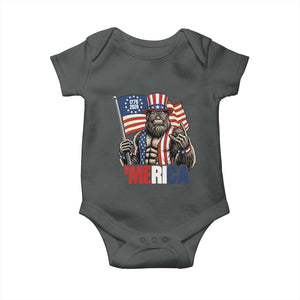 Funny Patriotic Bigfoot Merica Rock Baby Onesie USA 250th Anniversary TS12 Dark Heather Print Your Wear