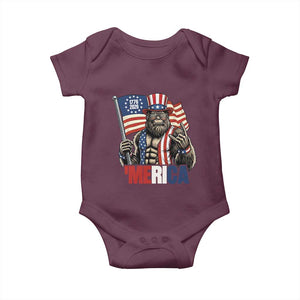 Funny Patriotic Bigfoot Merica Rock Baby Onesie USA 250th Anniversary TS12 Maroon Print Your Wear