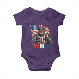 Funny Patriotic Bigfoot Merica Rock Baby Onesie USA 250th Anniversary TS12 Purple Print Your Wear