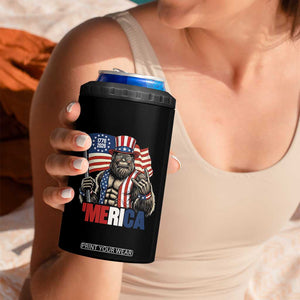 Funny Patriotic Bigfoot Merica Rock 4 in 1 Can Cooler Tumbler USA 250th Anniversary TS12 Print Your Wear