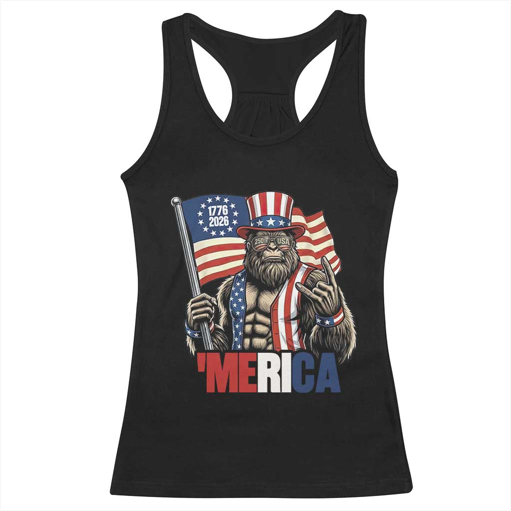 Funny Patriotic Bigfoot Merica Rock Racerback Tank Top USA 250th Anniversary TS12 Black Print Your Wear